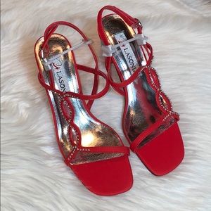 Lasonia Red Satin Heels!